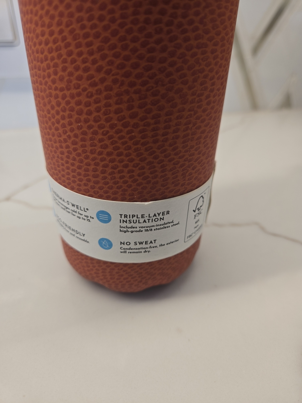 S'well Orange Basketball Textured Look Stainless Steel Water Bottle - Picture 3 of 3